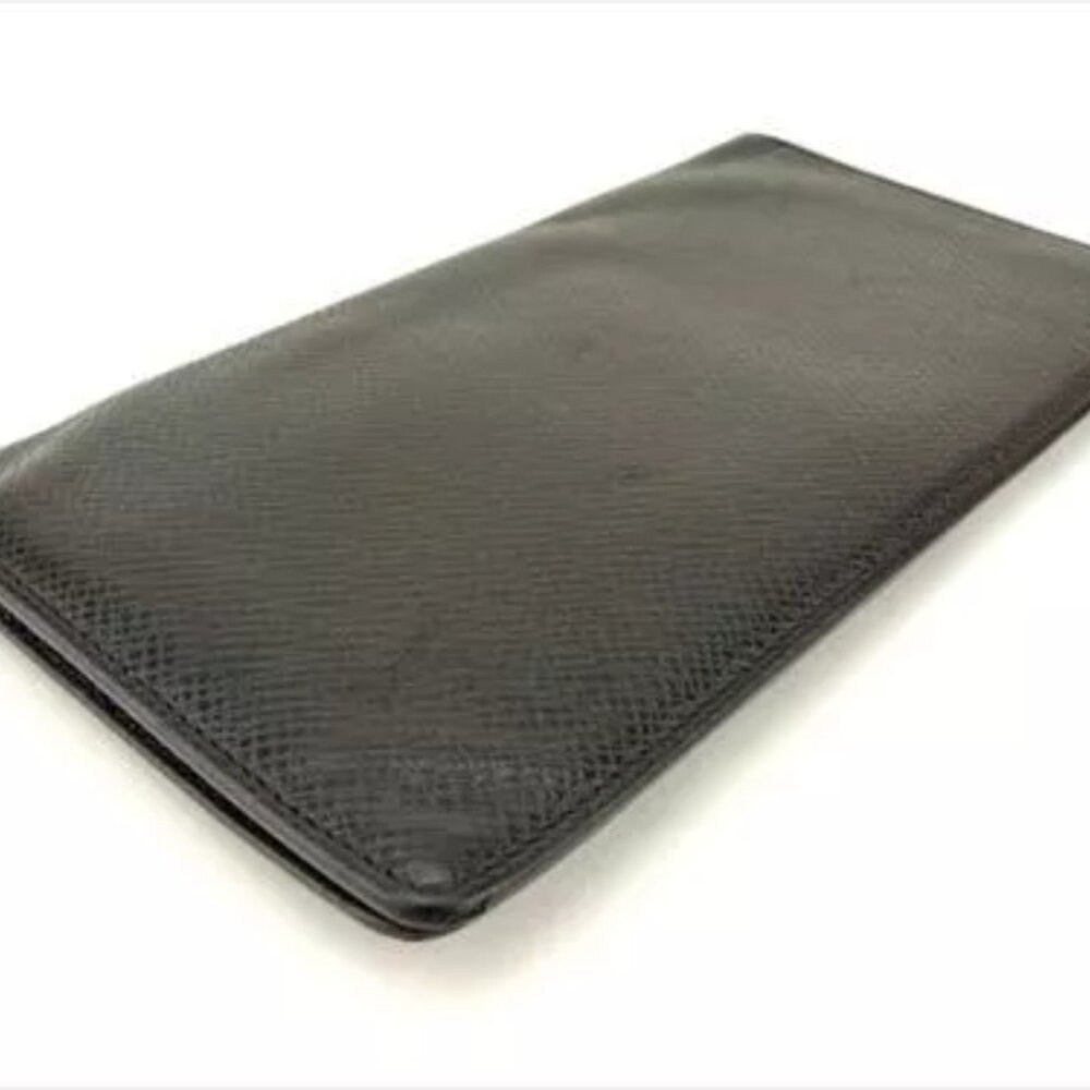 Louis Vuitton Wallet Purse Taiga Black Taiga Leather Mens Authentic Used - Picture 3 of 7